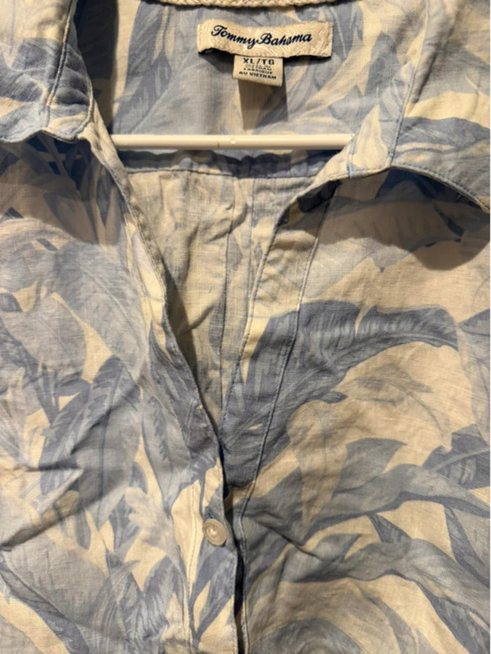Tommy Bahama 100% Linen Blue Tropical Button Front Shirt XL - Picture 4 of 6